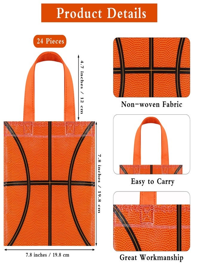 Mimind 24-Piece Basketball Non-Woven Party Favor Bags with Handles - 7.8 x 7.8 Inch, Perfect for Sports Theme Party, Baby Shower, Birthday - Image 2